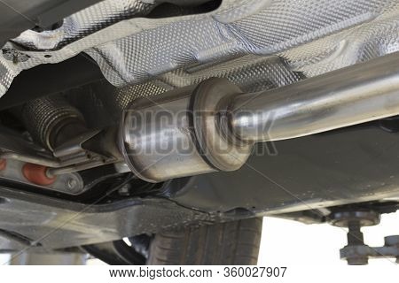 Catalytic Converter Of A Modern Car Bottom View.