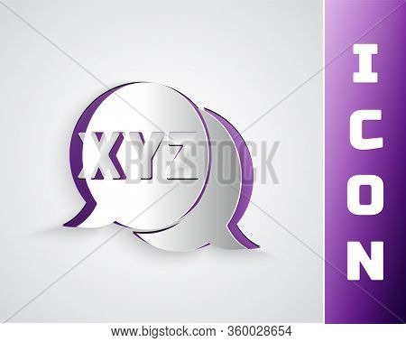 Paper Cut Xyz Coordinate System Icon Isolated On Grey Background. Xyz Axis For Graph Statistics Disp