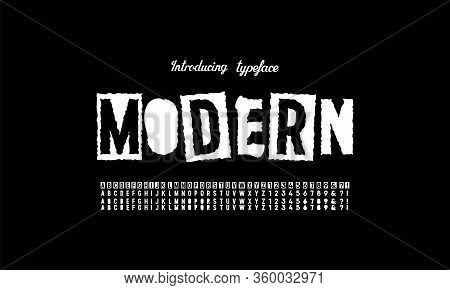 Punk Typography Vector Alphabet And Numbers. Vector Illustration.
