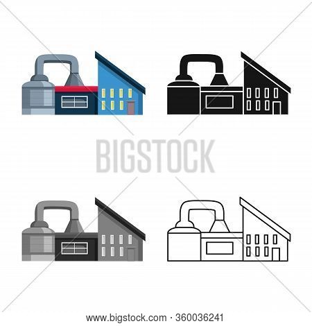 Vector Design Of Factory And Architecture Icon. Collection Of Factory And Distribution Stock Symbol 