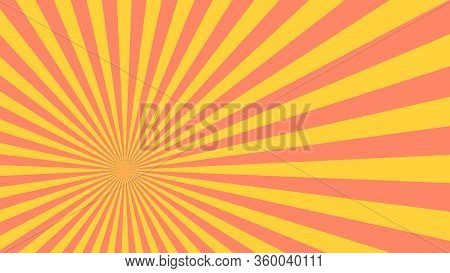 Vector Illustration Of Excentric Golden Radial Sun Beams. Center Of Sun Bean Is Located In Lower Lef