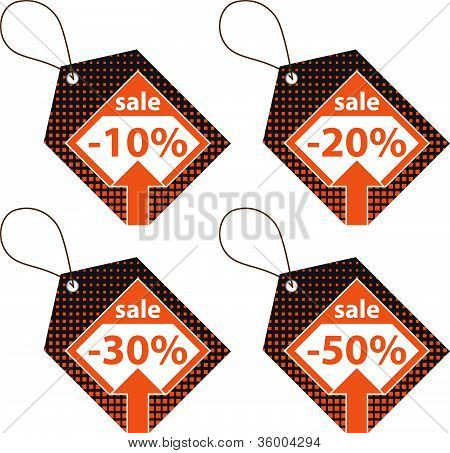 Conjunto de etiquetas de desconto laranja