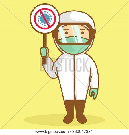 Nurse Wear Hazardous Material Suit Say No To Corona Virus