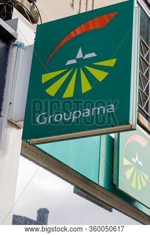 Bordeaux , Aquitaine / France - 11 19 2019 : Groupama Logo Sign Office On Store French Insurance Age