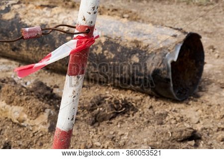 repair and replacement main pipeline of heating systems, district heating pipes network, water supply or Sewerage in city, removing old pipes and replacing them with new ones in a hole in the ground
