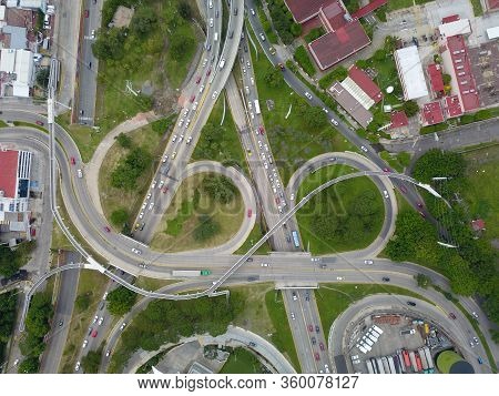 Photo Taken With Drone Of The Road Distributor The Cubes In Guadalajara