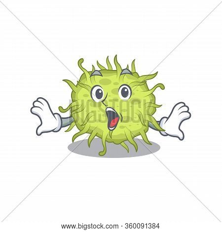 Cartoon Design Style Of Bacteria Coccus Has A Surprised Gesture