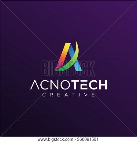 Letter A Tech Logo Design Vector Stock Illustration . A Logo Design Vector Stock .