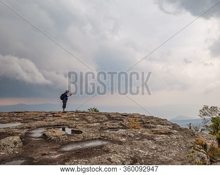 Loei/thailand-17 Feb 2019:unacquainted Tourist On Beautiful Scenery View From Phu Kradueng Mountain 