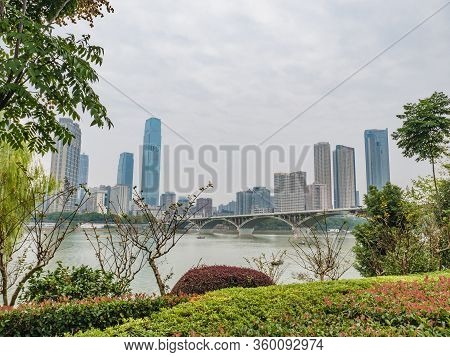 Changsha/china-18 October 2018:changsha Cityscape View From Orange Island Park Changsha City Hunan C