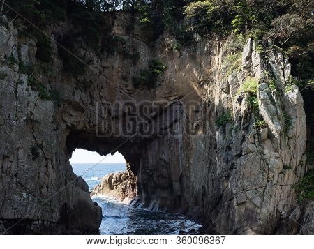 Hakusan Domon Natural Arch On Cape Ashizuri - Kochi Prefecture, Japan