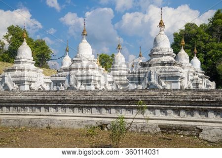 At The Stupas Of The Sanda Muni Pagoda On A Sunny Day. Mandalay, Myanmar (burma)