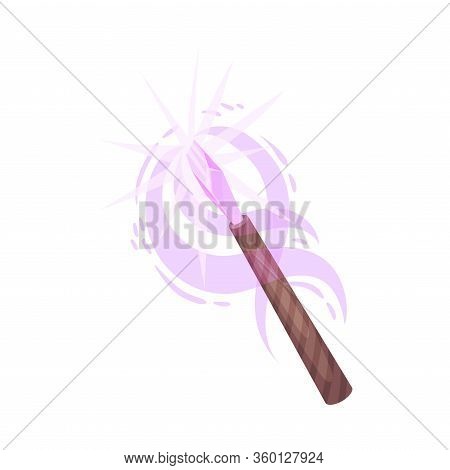 Spell Wand With Sparkling Dust Or Powder Swirling Around Vector Illustration
