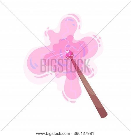 Spell Wand With Sparkling Dust Or Powder Swirling Around Vector Illustration
