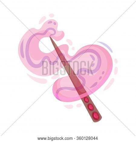 Spell Wand With Sparkling Dust Or Powder Swirling Around Vector Illustration