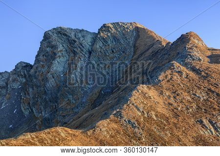 Fagaras Mountains, Romania. Lespezi Peak 2517m And Cornul Caltunului Peak 2505 M.