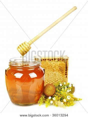 Sweet Honey In Glass Jar