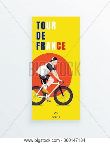 Tour De France Mens Multiple Stage Bicycle Race Social Media Story Template With Young Bike Racer On