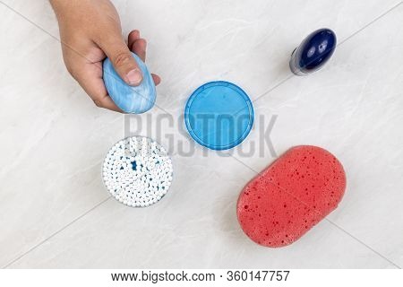 Healthcare Lifestyle Concept With Soap Sponge Ear Swab And Anti Perspirant