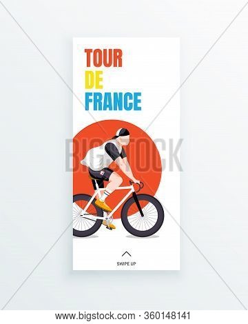 Tour De France Mens Multiple Stage Bicycle Race Social Media Story Template With Bike Racer On Red C