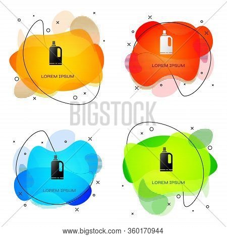 Black Fabric Softener Icon Isolated On White Background. Liquid Laundry Detergent, Conditioner, Clea