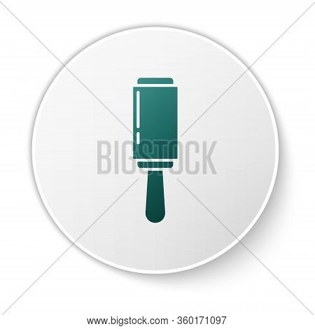 Green Adhesive Roller For Cleaning Clothes Icon Isolated On White Background. Getting Rid Of Debris,