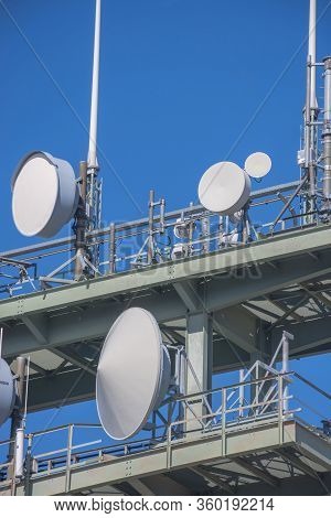 Telecommunication Tower With Directional Mobile Phone And Internet Antennas On Schockl Mountain In S