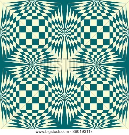 Stock Vector Background. Chess Green Colors Illustration Geometric Pattern.