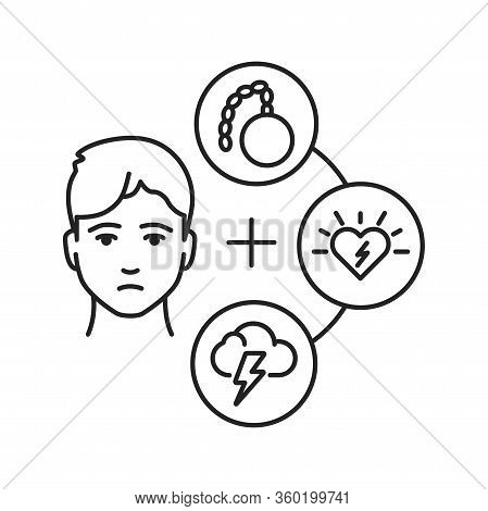 Depression And Guilt Black Line Icon. A Mood Disorder That Causes A Persistent Feeling Of Sadness. P