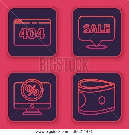 Set Line Page With A 404 Error, Percent Discount And Monitor, Hanging Sign With Sale And Stacks Pape
