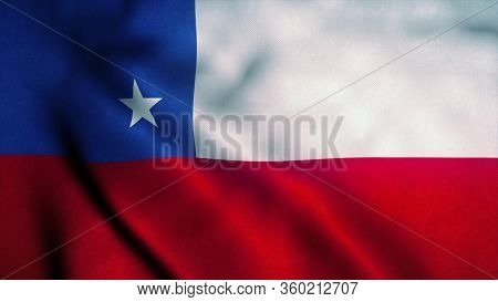 Chile Flag Waving In The Wind. National Flag Of Chile. Sign Of Chile. 3d Rendering.