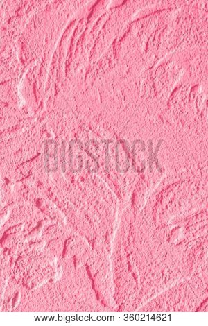 Pink Concrete Wall Texture. Luxury Background For Design On A Building Theme, Decor Theme. Handmade.