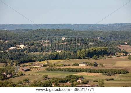 View Of The Dordogne Valley From The Walls Of The Old Town Of Domme, Dordogne, France