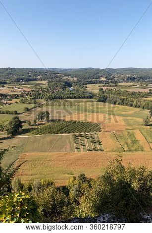 View Of The Dordogne Valley From The Walls Of The Old Town Of Domme, Dordogne, France