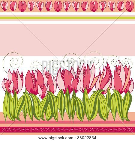 Vaaleanpunainen kukka tausta, tulppaanit ja raidat