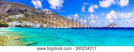 wonderful Greece - Amorgos island. Beautiful beach Aegiali with turquoise sea. Best of Cyclades