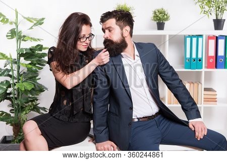 Seductive Colleague. Flirting With Boss. Man And Woman Business Colleagues. Office Flirt. Career Com