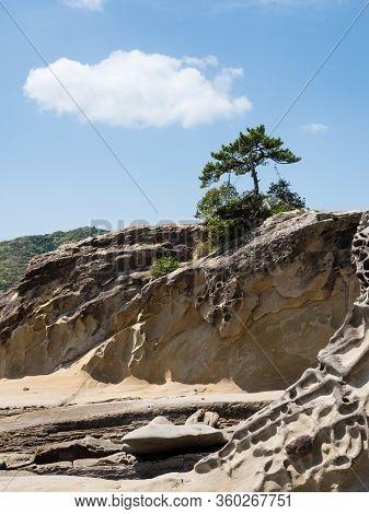 Sandstone Rock Formations At Tatsukushi Coast - A Natural Scenic Landmark Near Tosashimizu, Kochi Pr