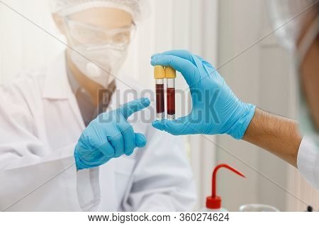 Research And Development Concept, Laboratory Scientist Researching Covid-19(corona Virus) Vacine At 