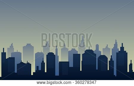 Town City Of Silhouette In The Morning