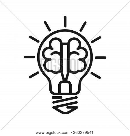 Left And Right Brain Hemispheres In A Light Bulb. Construction Of A Thought Or Idea. Stock Vector Il