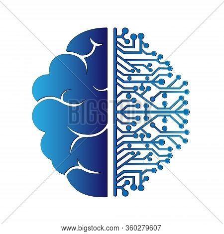 The Left And Right Hemisphere Of The Brain. Artificial Intelligence. Stock Vector Illustration Isola