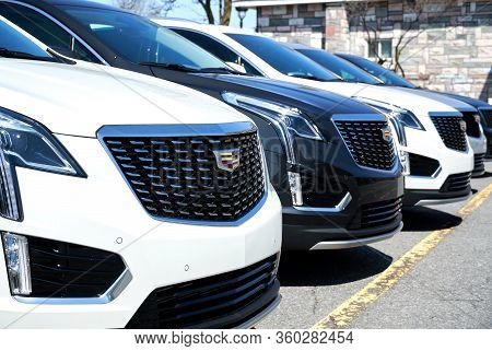 Montreal, Canada - April 4, 2020: Cadillac Xt4 Cars At Dealership. Cadillac Is A Division Of America