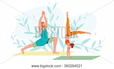 Young People In Sportswear Practicing Yoga Vector