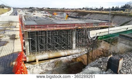 Highway Construction Site View. Civil Engineering