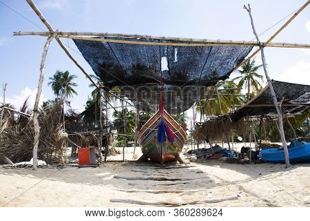 View Landscape And Wind With Kolek Or Koleh Traditional Fishing Boat Of Lower Southern Provinces Of