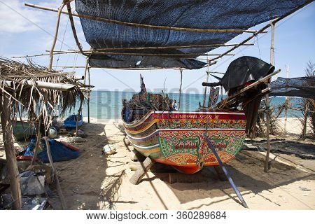 View Landscape And Wind With Kolek Or Koleh Traditional Fishing Boat Of Lower Southern Provinces Of