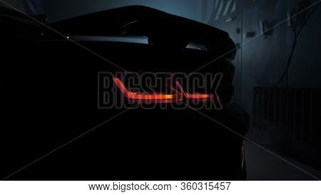 Tomsk, Russia - March 30, 2020: Chevrolet Camaro Zl1 The Exorcist In The Garage Darkness Rear View, 
