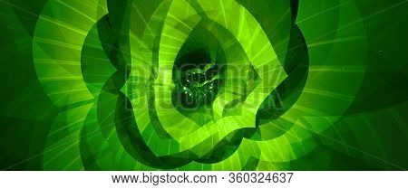 Green Glowing Multidimensional Space Gates, Computer Generated Abstract Background, 3d Rendering