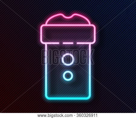 Glowing Neon Line Vagina Masturbator Icon Isolated On Black Background. Sex Toy For Man. Vector Illu